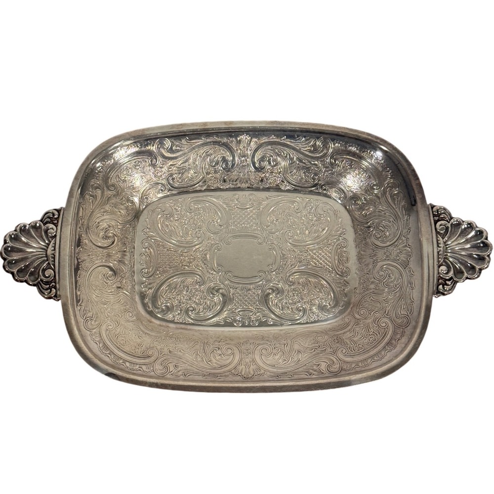 Antique Barker Ellis Silverplate Bread Tray c. 1900 England Menorah Mark